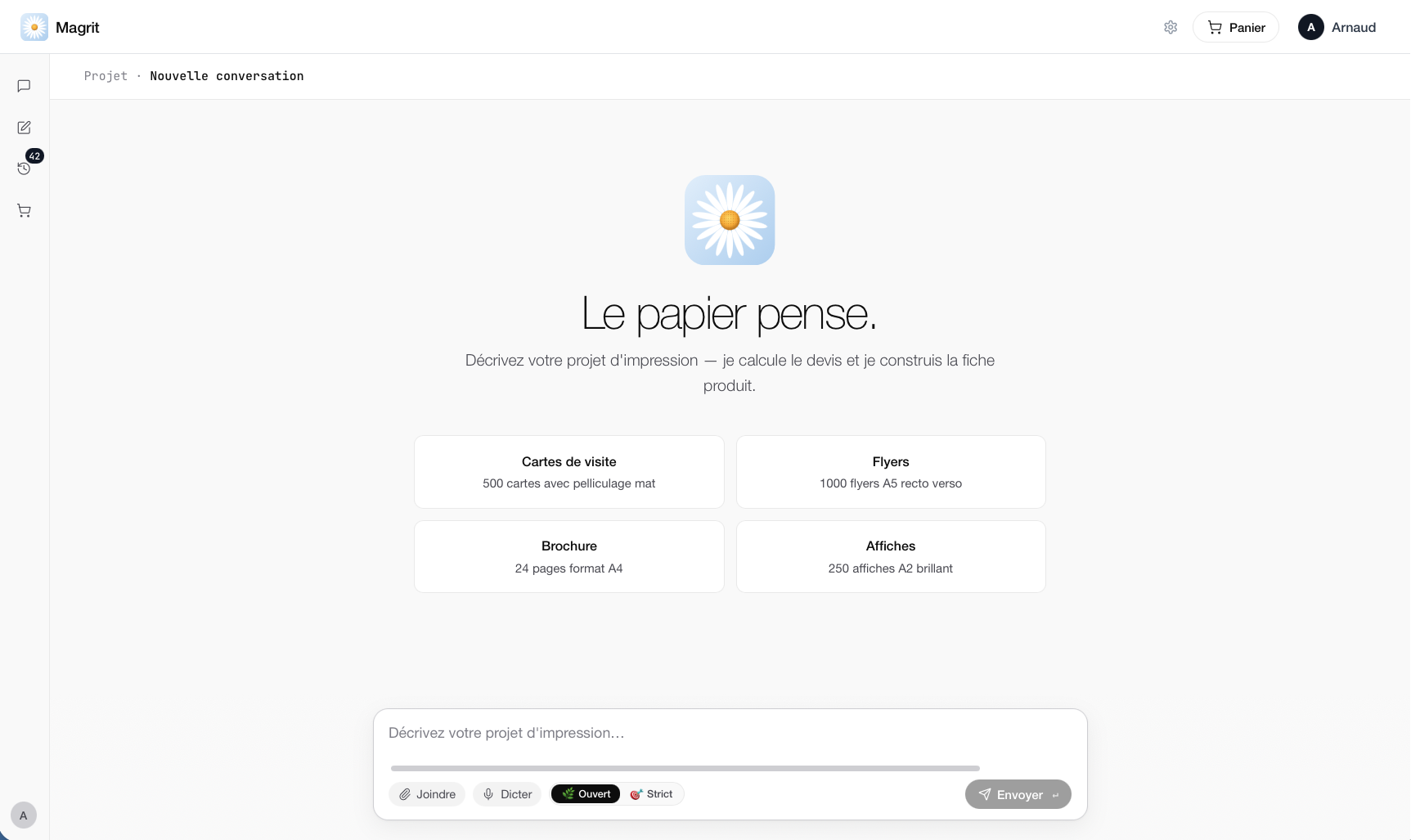 L'application Magrit — nouvelle conversation